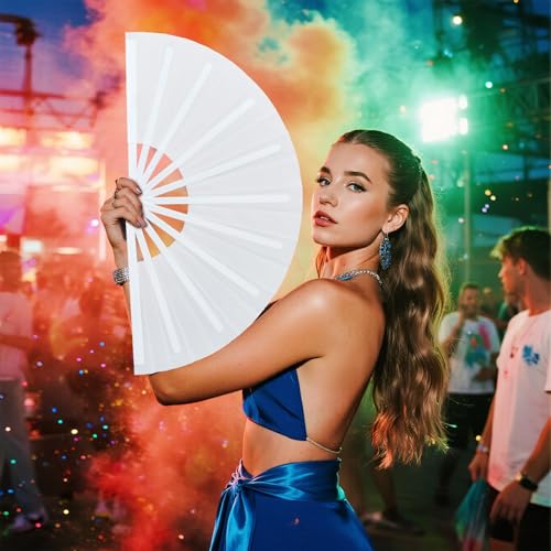 Large Handmade Rave Hand Fan - Foldable, Durable & Clacking