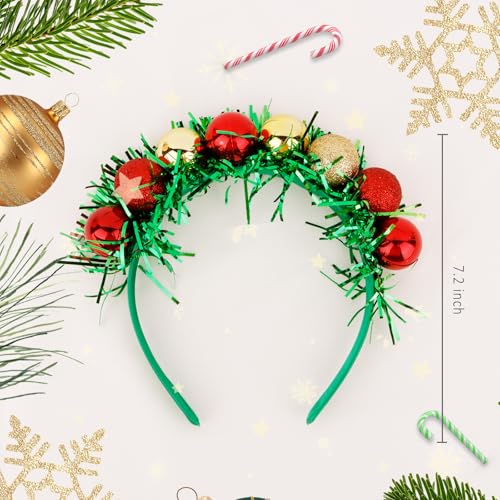 CURASA Green Christmas Disco Ball Headband for Women Holiday Party Hair