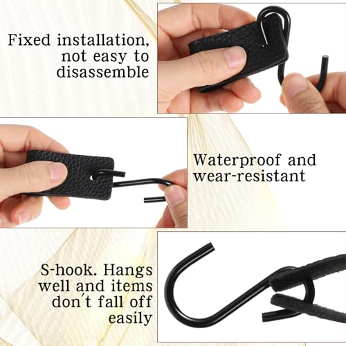 Yuanchu Black Leather S Hooks - 3 Pack Multifunctional Metal Hangers for Clothes & Kitchen