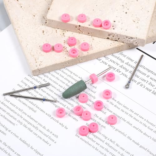 Nail Drill Dust Guards 20 Pcs Silicone Bits Protector Covers Pink
