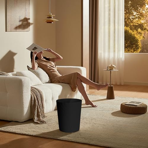 TEIUKAX 1.8 Gallon Small Black Trash Can for Bathroom Kitchen Office