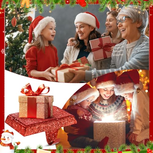 8 Pack Christmas Glitter Stocking Holders - Metal Weighted Mantel Decor