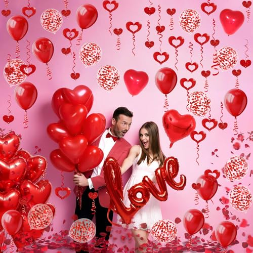 FECEDY Valentine's Day Party Decoration Set - Red 1 Heart Balloon Kit