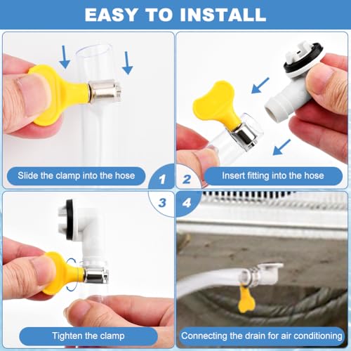 3Ft Universal Air Conditioner Drain Hose Kit with Connectors & Clamps - Clear, Yellow, Grey