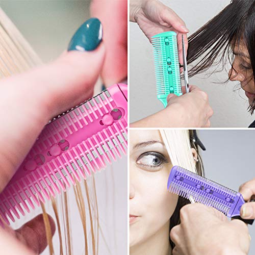Maitys 3-Pack Hair Cutting Razor Combs with Extra Blades, Multi-Color