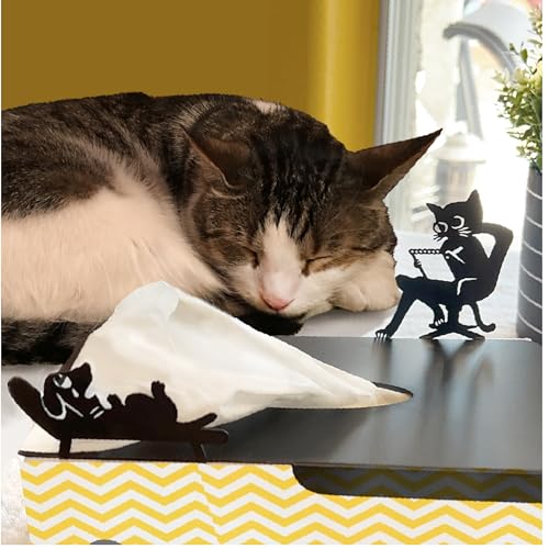 Funny Cat Psychiatrist Tissue Box Cover - Matte Black Steel