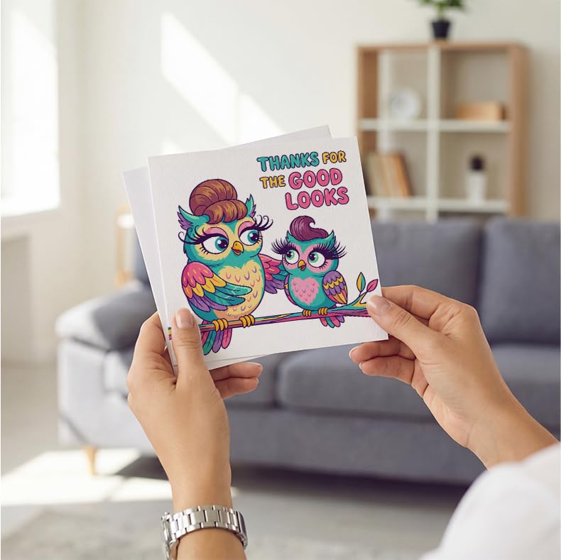 Funny Thank You Cards for Parents with Envelopes - 5.1 Inch Square