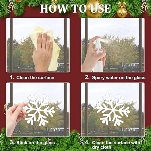 Christmas Snowflake Window Clings - 311 pcs, 12 Sheets Decor