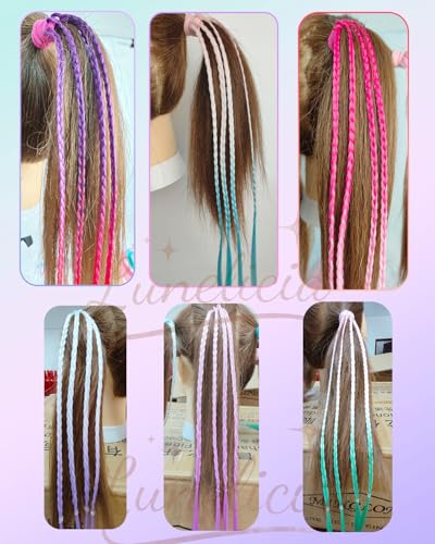 Lunelicia 16-Inch Colorful Hair Extensions 12 Pcs for Braids & Festivals