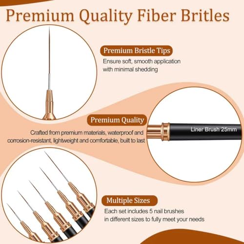 vivinin 7PCS Metallic Nail Art Brushes Set - Ultra Fine Liner & Detail Pens for Gel Polish