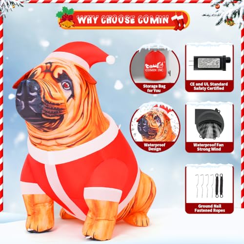 4ft Christmas Inflatable Dog Yard Decoration with LED Lights Outdoor Holiday Decor