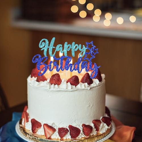Happy Birthday Cake Topper - Glitter Decoration for Parties