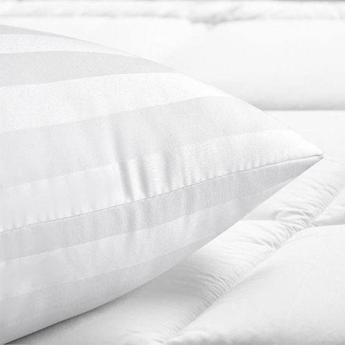 EIUE Bed Pillows for Sleeping 2 Pack Queen Size 20 x 30 Inches，Super Soft Down Alternative Microfiber Filled Pillows,Pillows for Side and Back Sleepers,Wide Stripe White