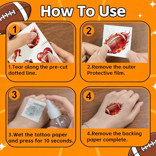 Football Temporary Tattoos for Kids - 108 Pcs Sports Party Favors