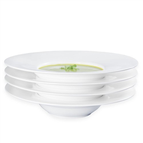 dingdaer Soup Plates Ceramics Rimmed Pasta Plate Set of 4, 16.9 Oz Soup Plates with Wide Rim, Salad Bowls for Dessert,Spaghetti, for Kitchen and Eating, Microwave Dishwasher Safe, 12.2 Inch