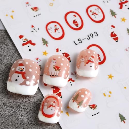 Christmas Nail Art Stickers - 9 Sheets 3D Self-Adhesive Winter Holiday Decals