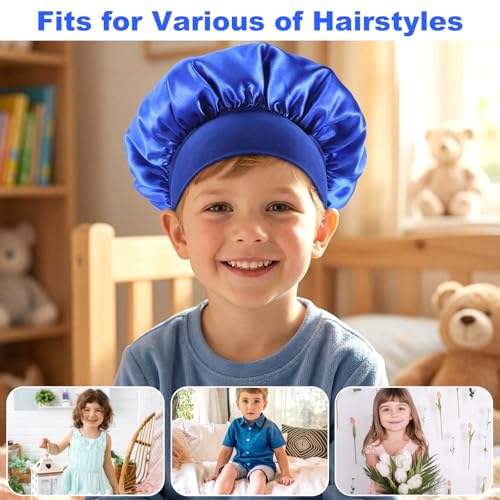 2-Pack Kids Satin Sleep Bonnet with Wide Elastic Band for Curly Hair