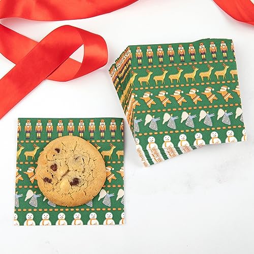 Christmas Paper Plate and Napkin Set - Heavy Duty Holiday Dinnerware, Serves 16