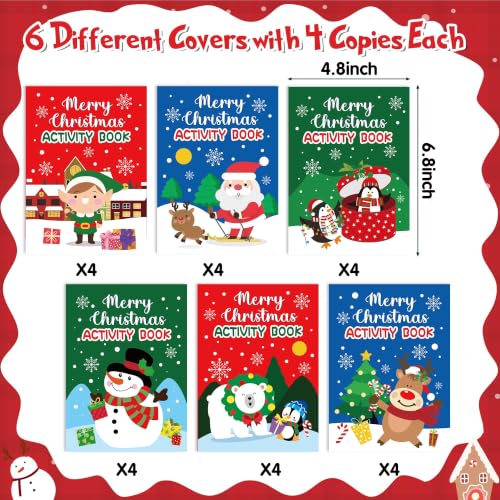 Christmas Activity Books Set - 24 Kids Coloring & Puzzle Booklets - Variation 24