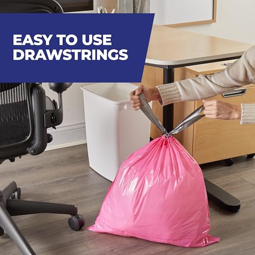 Hefty 8 Gallon Pink Trash Bags with Fabuloso Watermelon Scent, 20 Count - Medium Garbage Liners, Drawstring Closure