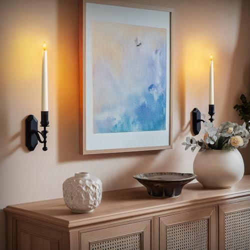 Ivory Flameless Taper Candles with Remote & Timer Set - 6 Pieces, 9.6 Inch LED Battery Candlesticks for Holiday & Home Decor - Variation: Ivory-6