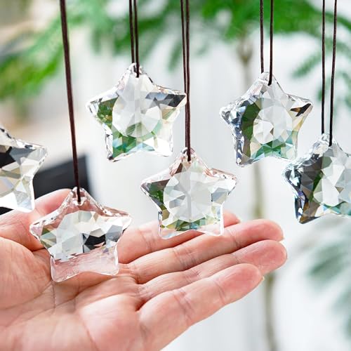 6pcs Clear Crystal Star & Moon Prisms Ornaments for Ramadan