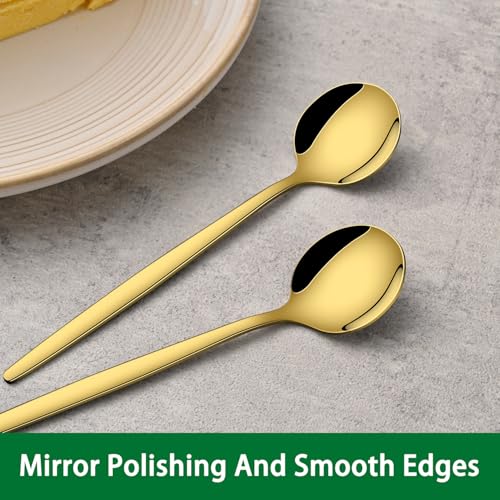 Gold Stainless Steel Coffee Spoons - Set of 6, 5.1 Inch Mini Teaspoons
