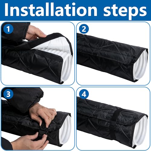 Black Quilting Air Conditioner Hose Cover - Insulated Hose Wrap