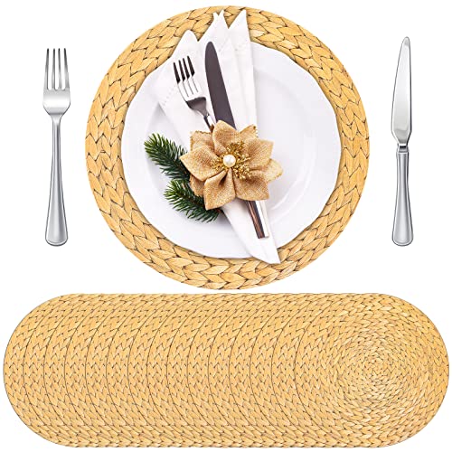 50-Pack Disposable Woven Pattern Paper Placemats - 11.4" Round Boho Decor