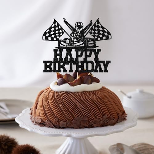 Race Car Cake Topper - Happy Birthday Racing Theme Decor