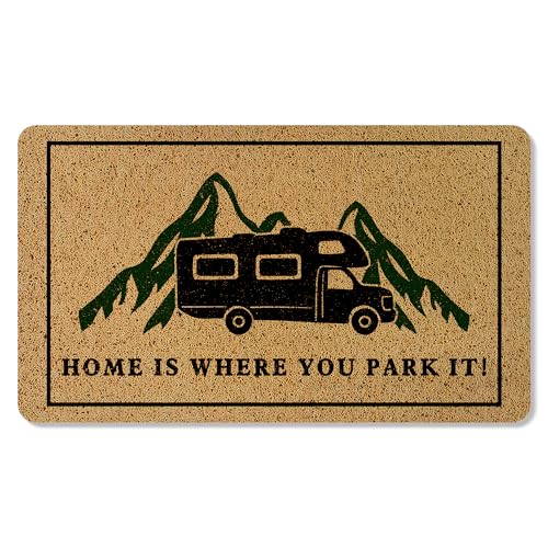 Mountain Camping Welcome Mat - 17x30 Inch Indoor Outdoor Doormat