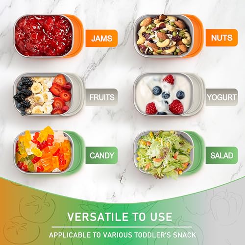 HaWare 8 oz Stainless Steel Snack Containers with Silicone Lids - 3 Pack