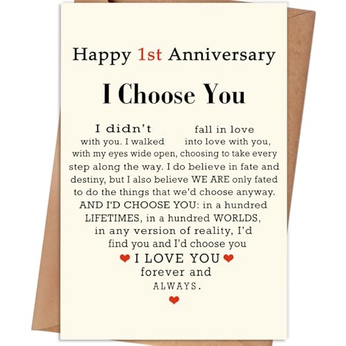 1st Anniversary Card Gift for Him/Her - MM-332, 8x5.3 in