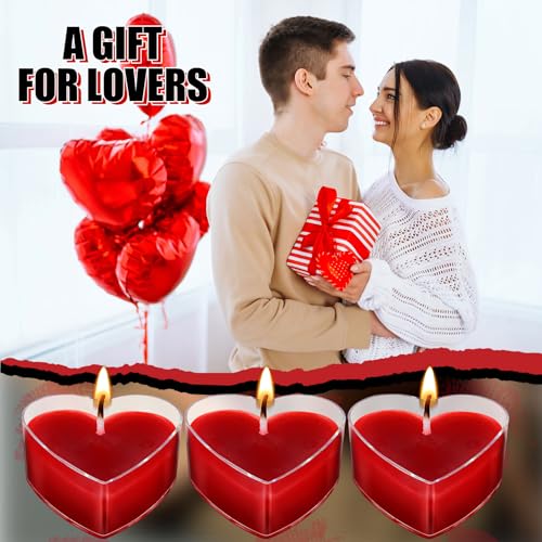 Heart-Shaped Low Temperature Candles - 6 Pcs Red Tea Lights
