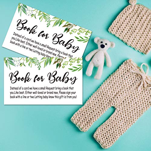 Baby Shower Book Request Cards - 50 Floral Greenery Invitations