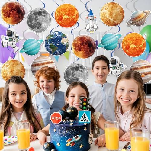 40Pcs Outer Space Hanging Swirl Decorations for Kids' Parties