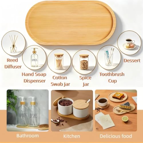 Bamboo Vanity Tray Set - 2-Pack Natural Wood Bathroom Organizer (6.88" x 3.46")