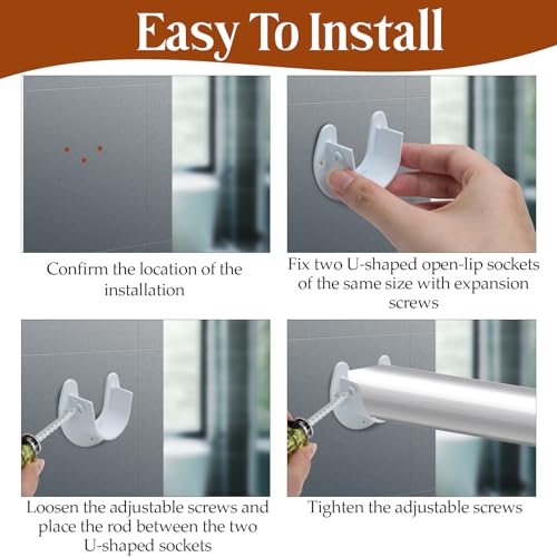 Biaungdo 1-1/4 Inch Heavy Duty Closet Rod End Supports - 2 Pack, White
