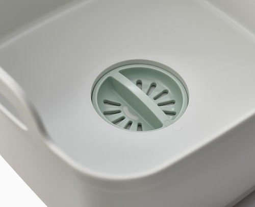 Joseph Joseph Wash & Drain Kitchen Dish Tub Wash Basin with Handles and Draining Plug, 9 liters/2.3 Gallons, Stone/Sage Green