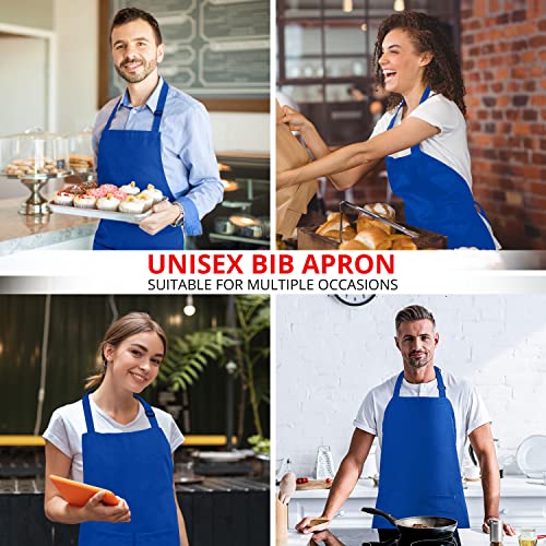 Utopia Kitchen Bib Aprons - 2 Pack, Blue, Adjustable with 2 Pockets