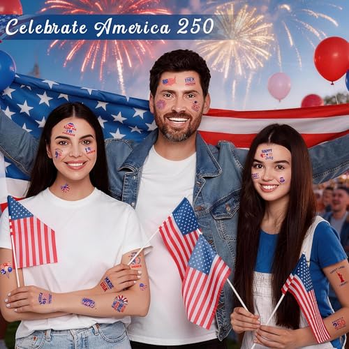 Memgift 240 PCS 4th of July Temporary Tattoos Patriotic Party Favors