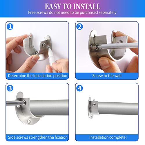 Heavy Duty Closet Rod Holders - 1 1/4 Inch Supports (2 PCS, Silver)