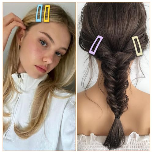 Metal Snap Hair Clips 20-Pack Small Rectangle Hair Barrettes for Women