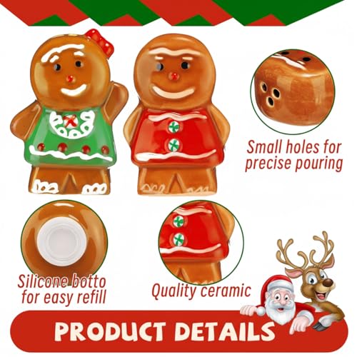 Christmas Gingerbread Man Salt and Pepper Shaker Set - Brown, 2 Pcs