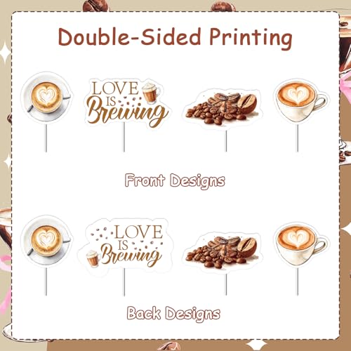 Funmemoir Coffee Cupcake Toppers - 36PCS Love Is Brewing Bridal Shower Decor
