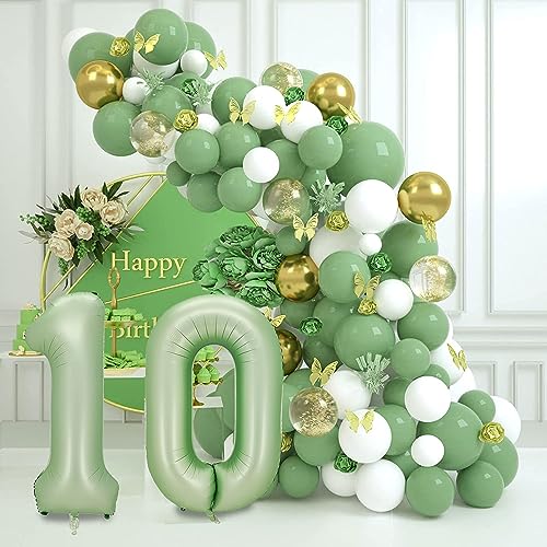 40 Inch Olive Green Number 10 Foil Balloon for Celebrations
