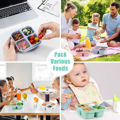Caperci Bento Snack Boxes with Clear Lids - 4 Pack Eco-Friendly Containers