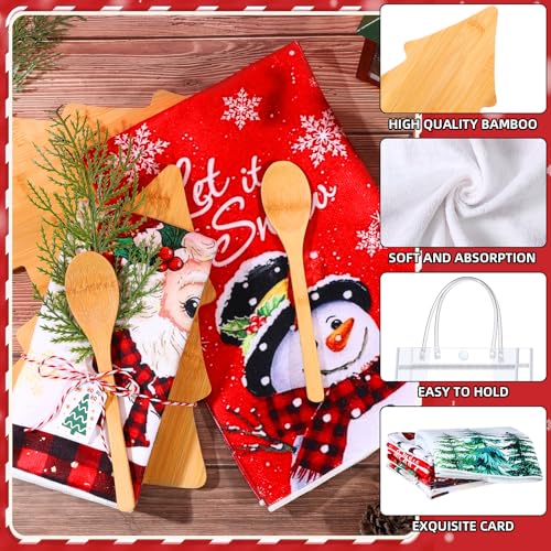Christmas Tree Bamboo Cutting Board Set - 6 Piece Holiday Kitchen Gift