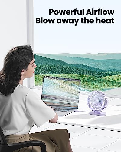 Gaiatop Purple USB Desk Fan 5.5 Inch Quiet 3-Speed Portable Personal Fan