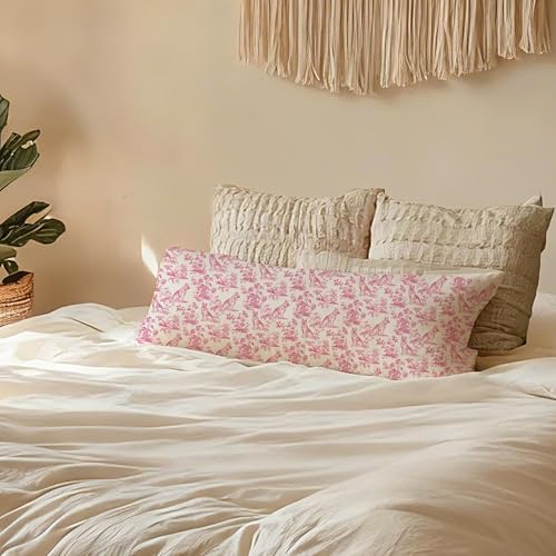 German Shepherd Body Pillow Cover 20x54 - Pink Chinoiserie Design